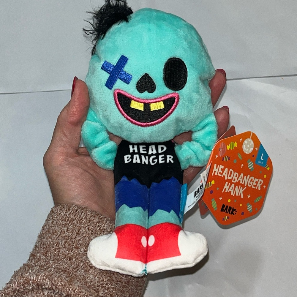 Bark Box Dog TOY Headbanger Hank Halloween Squeak Plush,  Large,  New With Tags